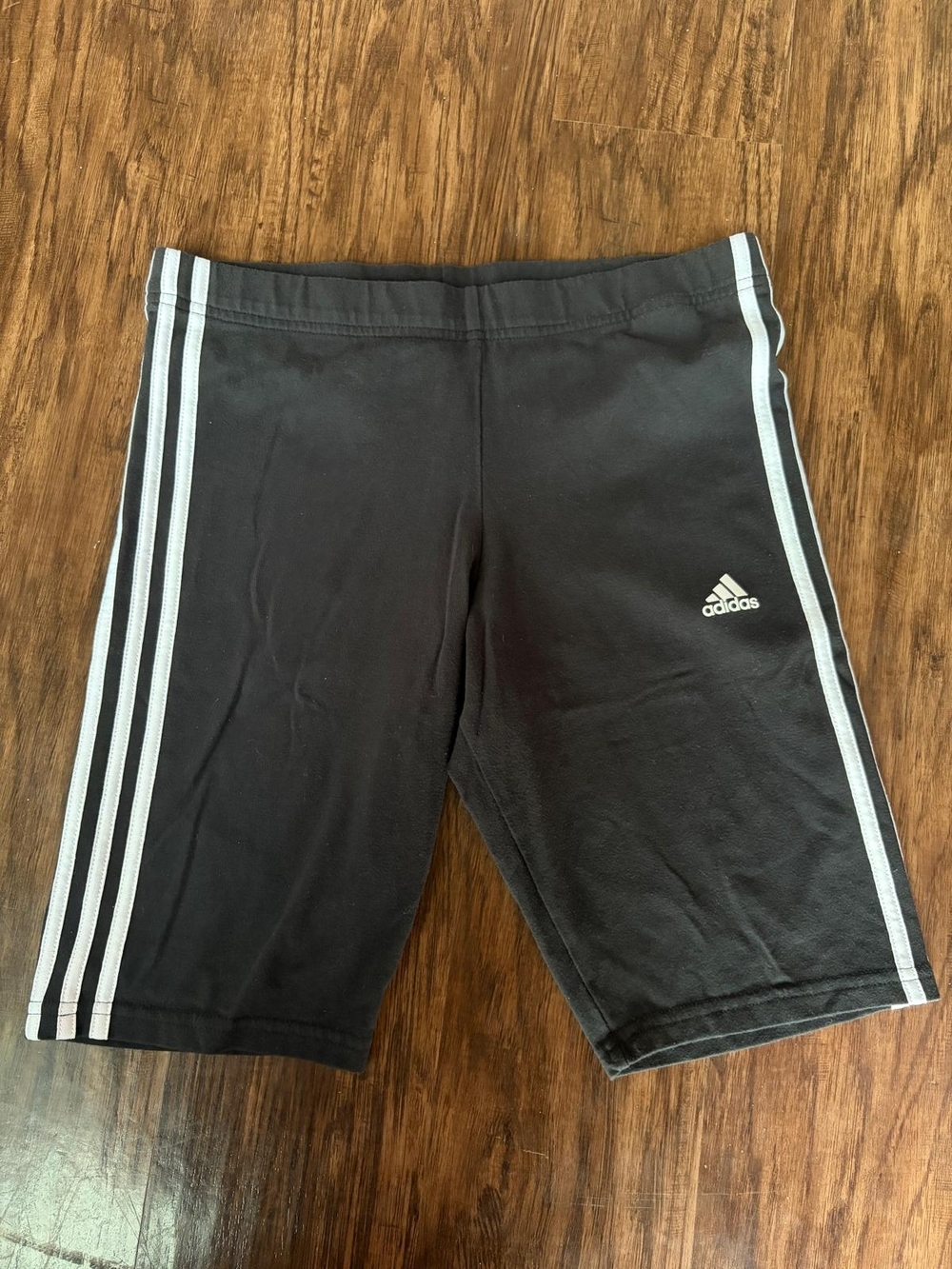 Adidas Black Cycling Shorts with White Stripes